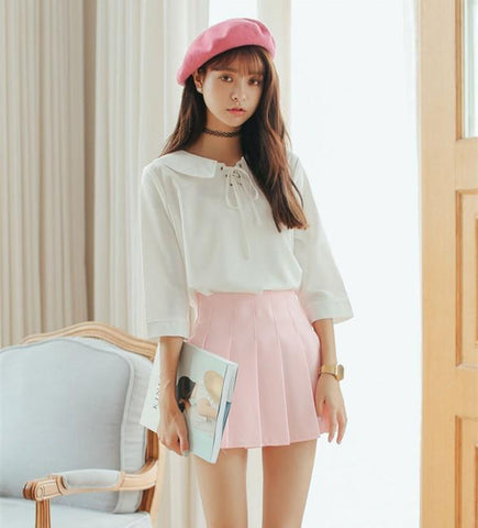 Pastel Color Pleated Skirt