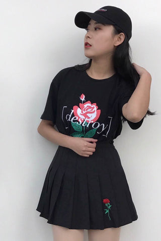 Embroidered Rose Skirt