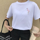 Embroidered Pink Flamingo Tee