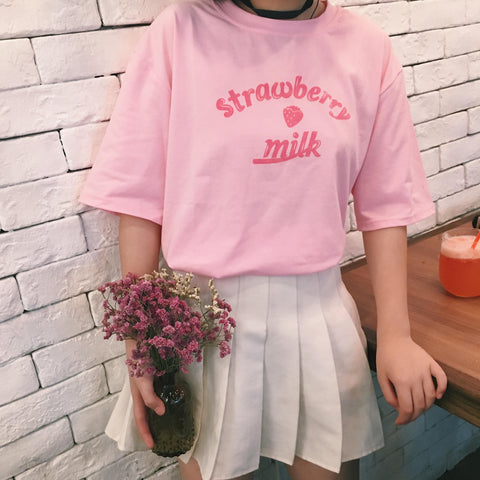 Japanese Kawaii Strawberry Milk Tee