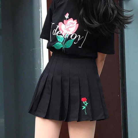 Embroidered Rose Skirt